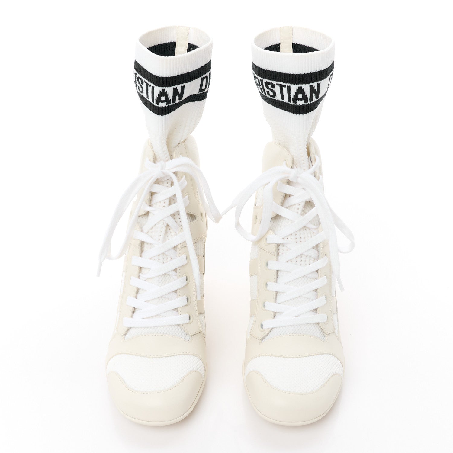 Christian Dior CHRISTIAN DIOR Calfskin Knit D-Zenith Boots 36.5 Off White 2 of 9