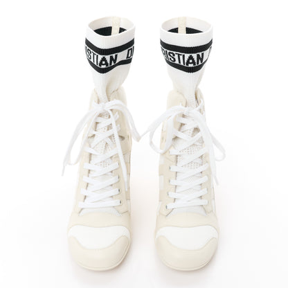 Christian Dior CHRISTIAN DIOR Calfskin Knit D-Zenith Boots 36.5 Off White 2 of 9