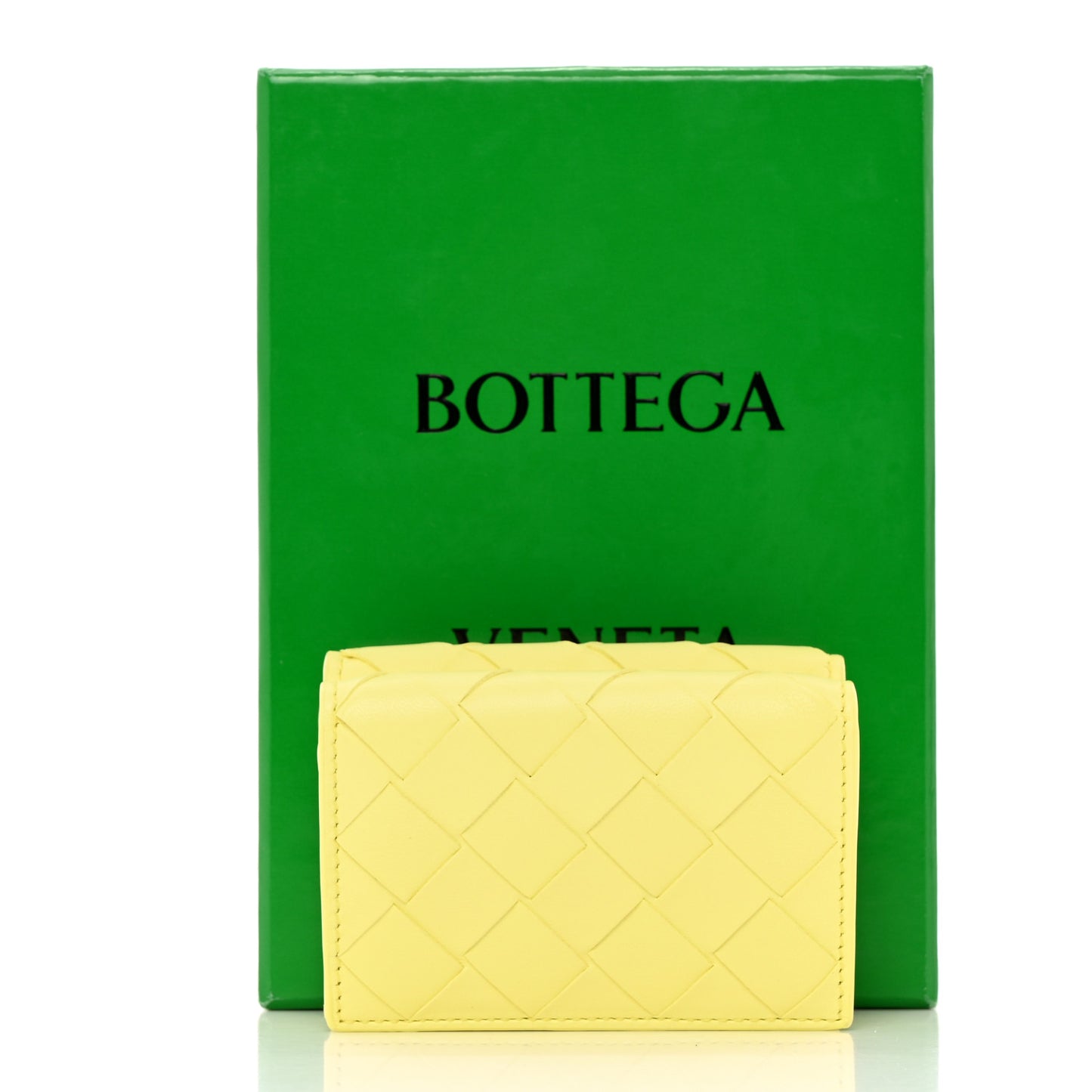 Nappa Intrecciato Tri-Fold Wallet Yellow