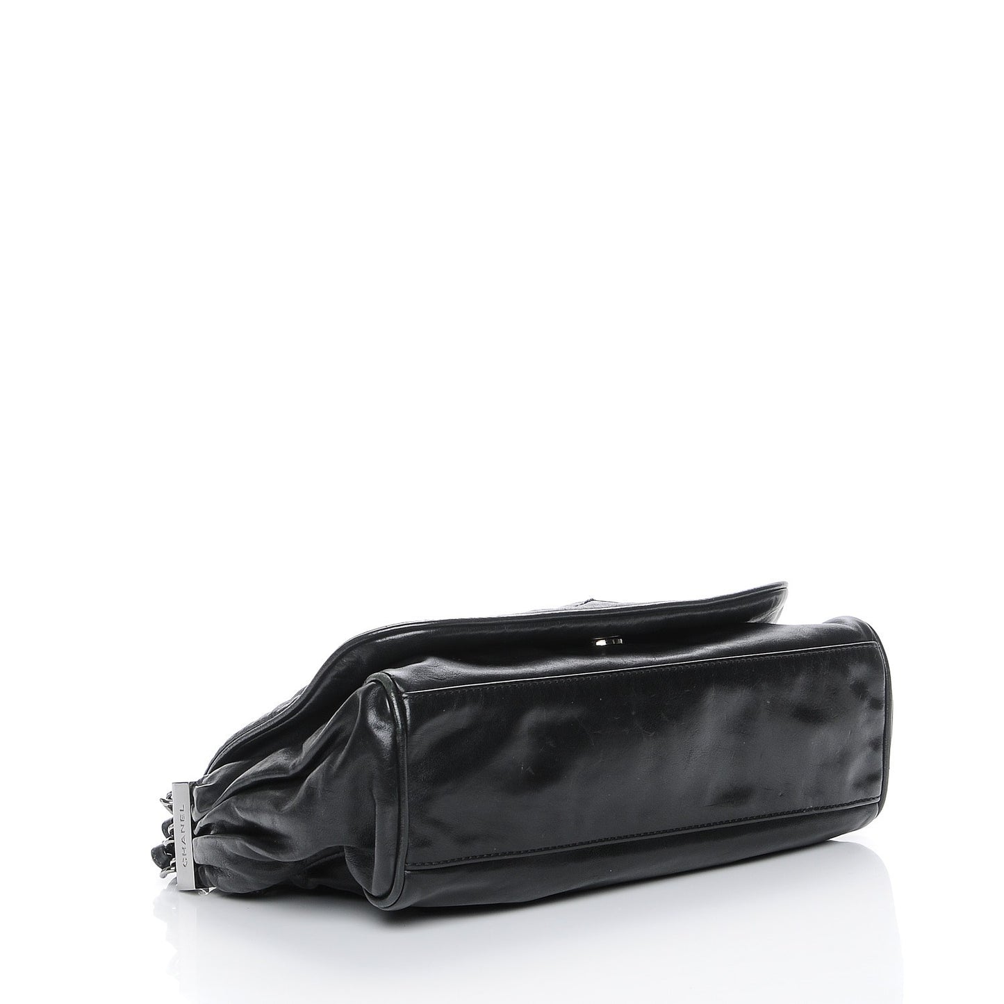 Calfskin Rock and Chain Small Flap Black