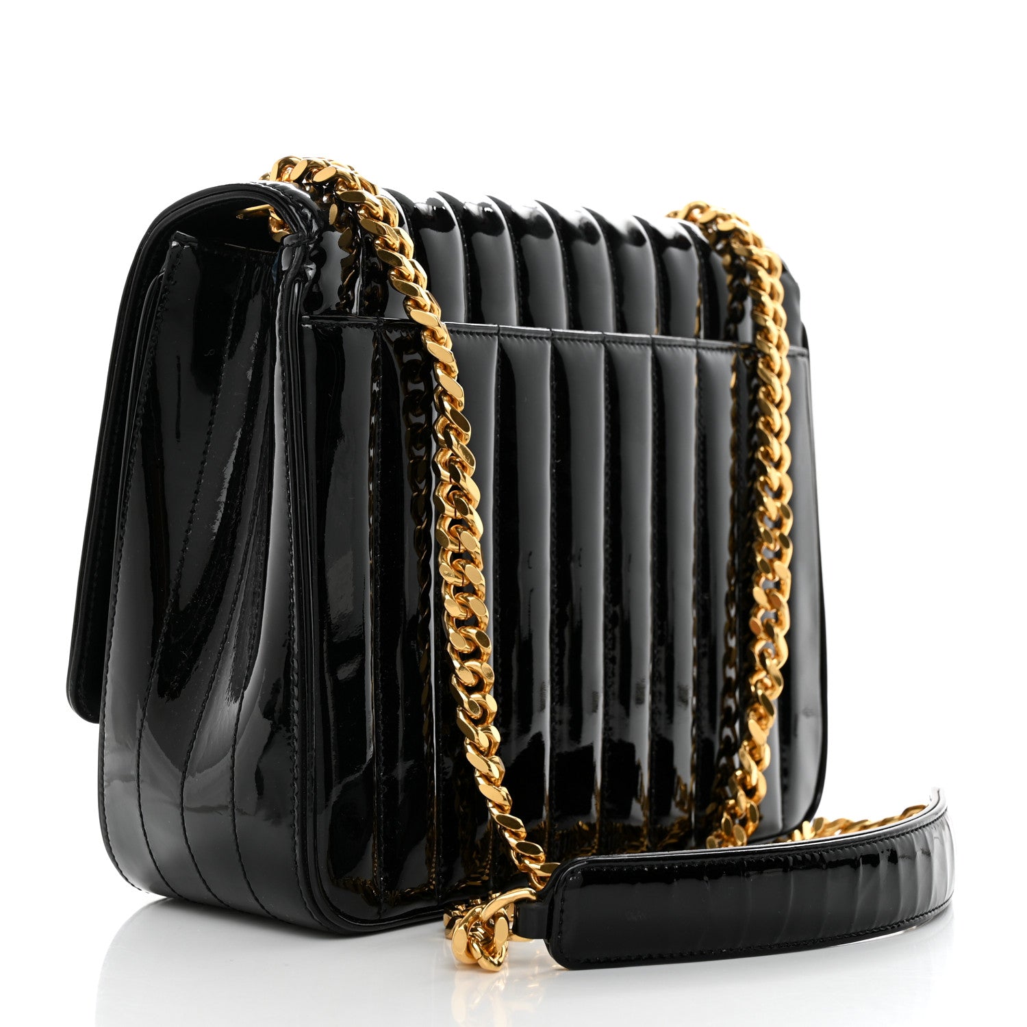Saint Laurent Patent Matelasse Monogram Large Vicky Chain Bag Black 2 of 11