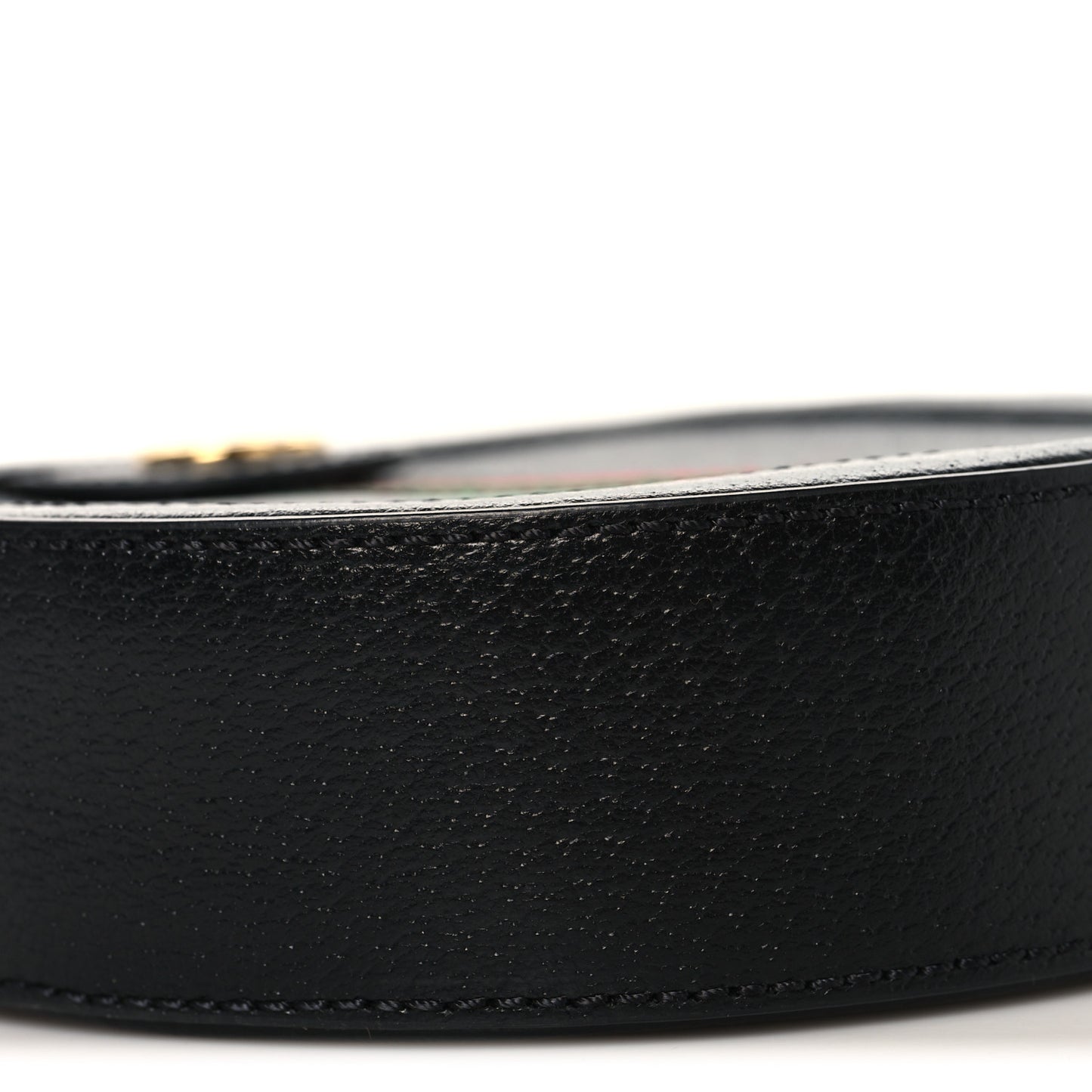 Grained Calfskin Web Mini Ophidia Round Shoulder Bag Black