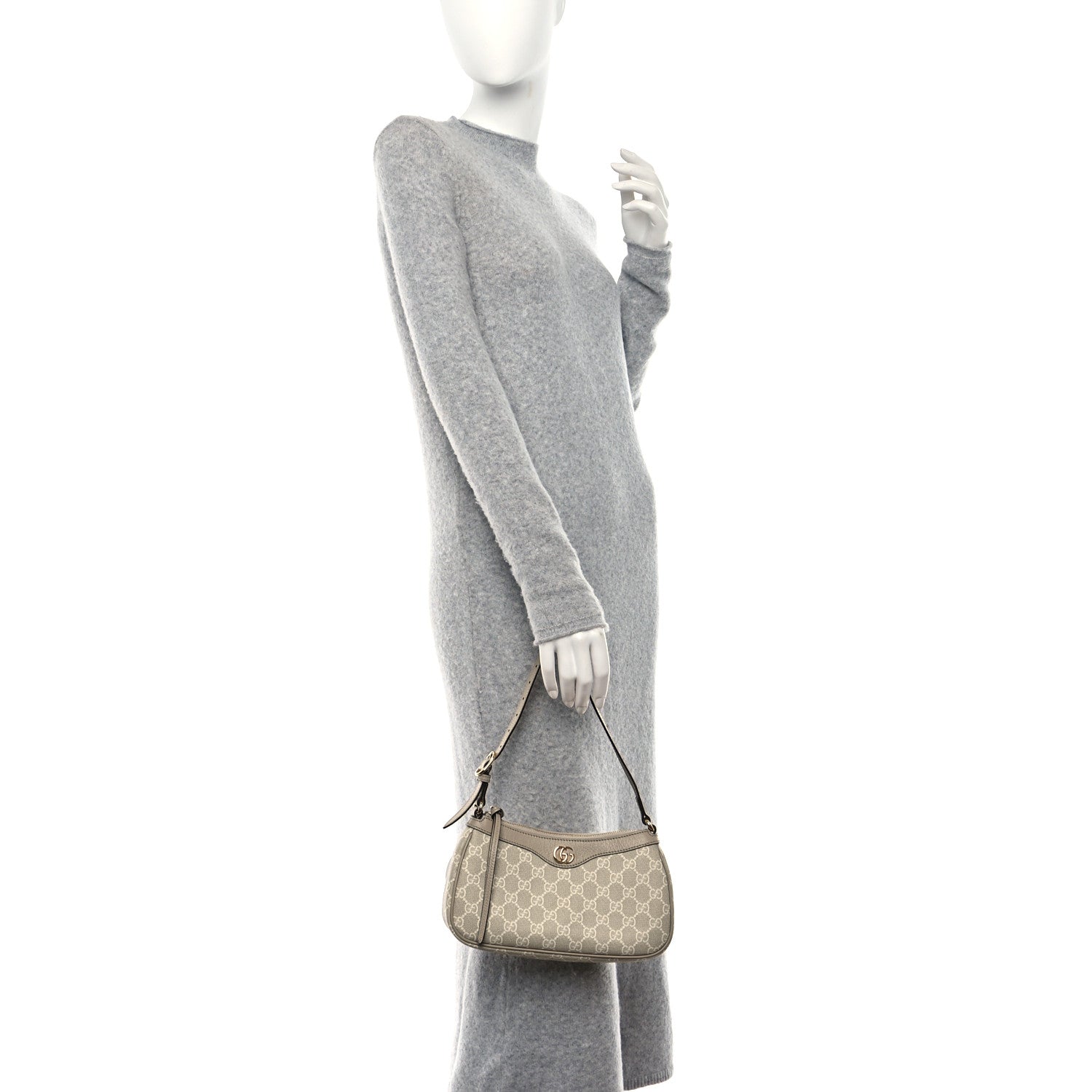 Gucci GG Supreme Monogram Textured Dollar Calfskin Small Ophidia Hobo Beige Mystic White Oatmeal 2 of 10