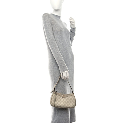 Gucci GG Supreme Monogram Textured Dollar Calfskin Small Ophidia Hobo Beige Mystic White Oatmeal 2 of 10