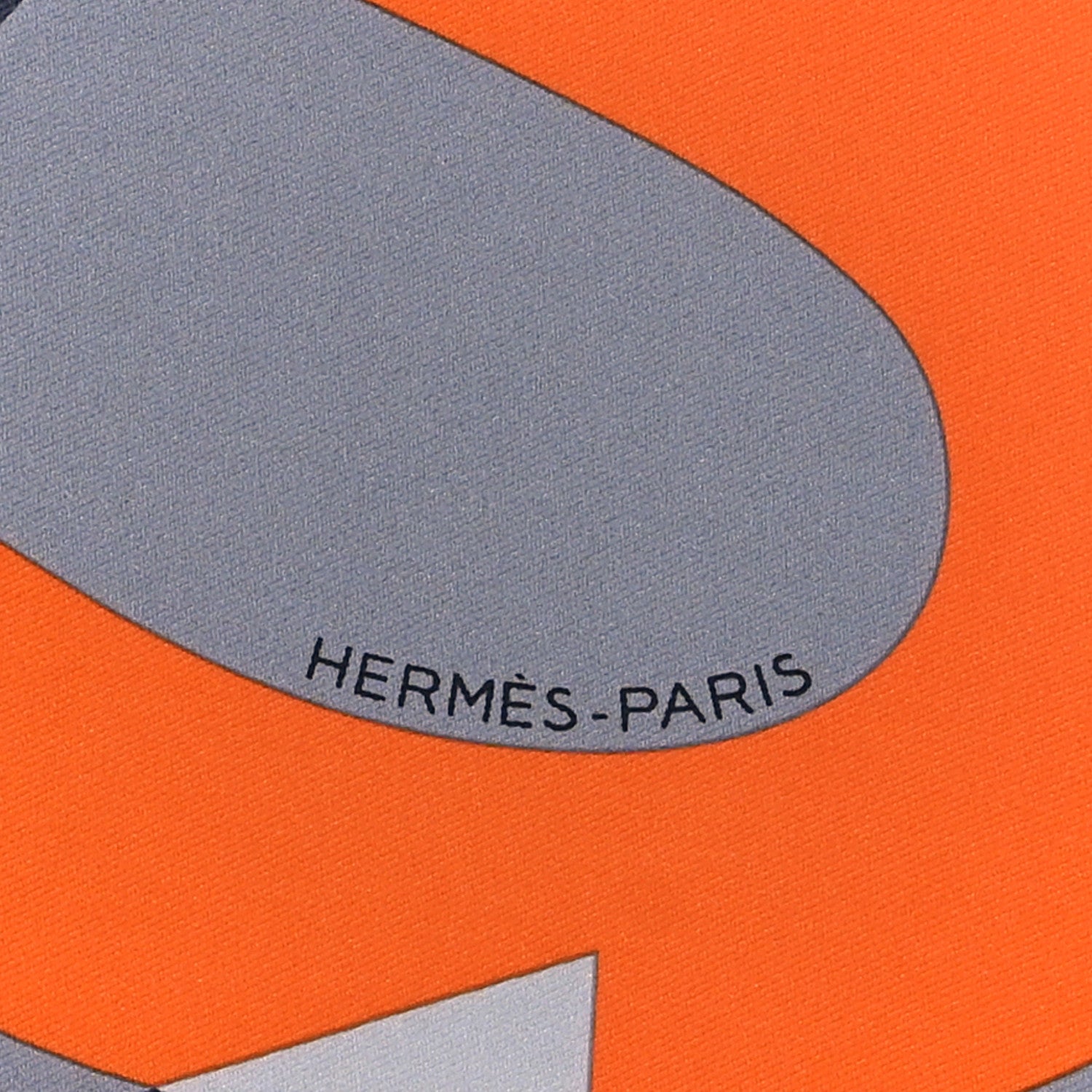 Hermes Silk Vintage Her-Mes Pocket Square Gris Pale Orange Gris 2 of 3