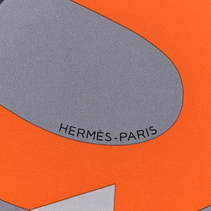 Hermes Silk Vintage Her-Mes Pocket Square Gris Pale Orange Gris 2 of 3