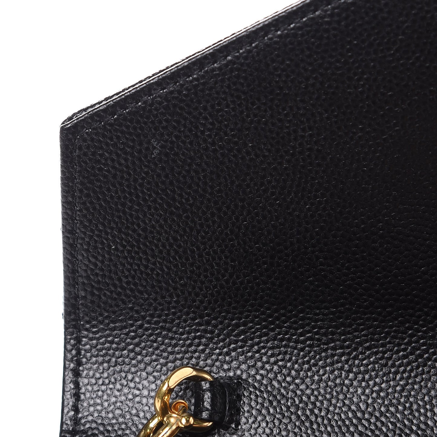 Grain De Poudre Matelasse Chevron Monogram Envelope Chain Wallet Black
