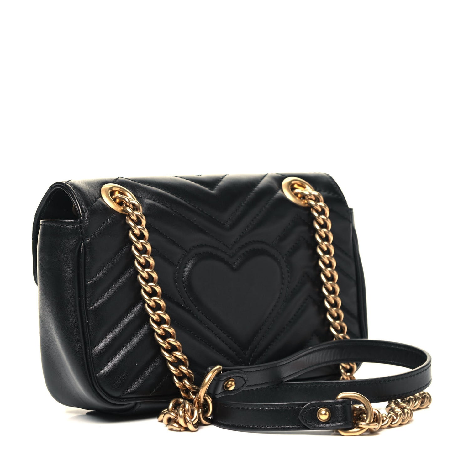 Calfskin Matelasse Mini GG Marmont Shoulder Bag Black