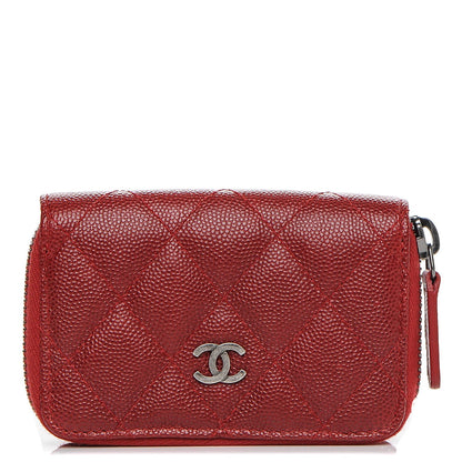 Chanel Caviar Quilted Zip Around Coin Purse Red 1 of 7