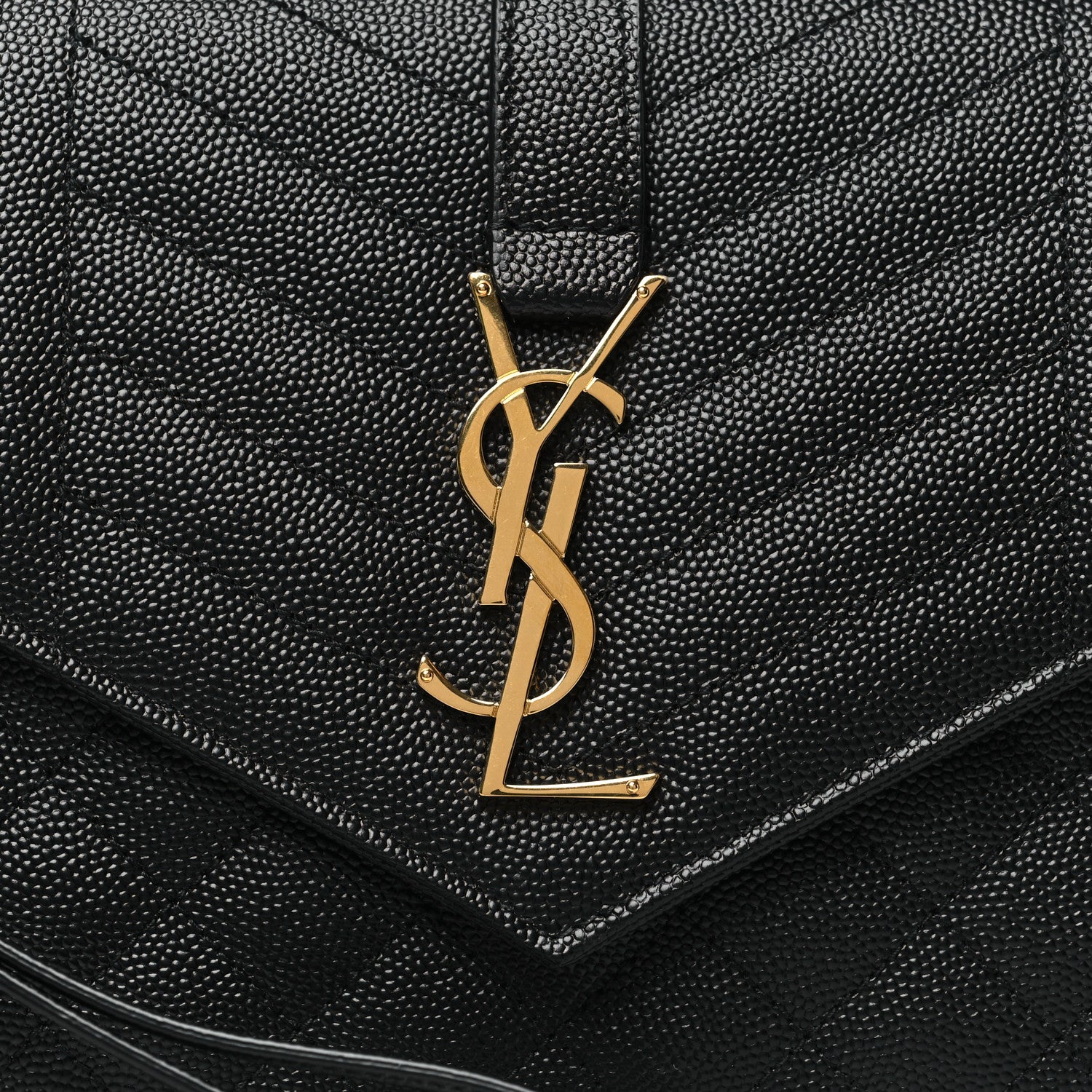 Saint Laurent Grain De Poudre Textured Mixed Matelasse Triquilt Monogram Clutch Black 8 of 9