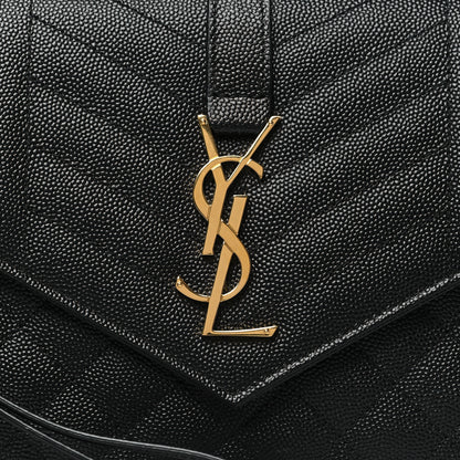 Saint Laurent Grain De Poudre Textured Mixed Matelasse Triquilt Monogram Clutch Black 8 of 9