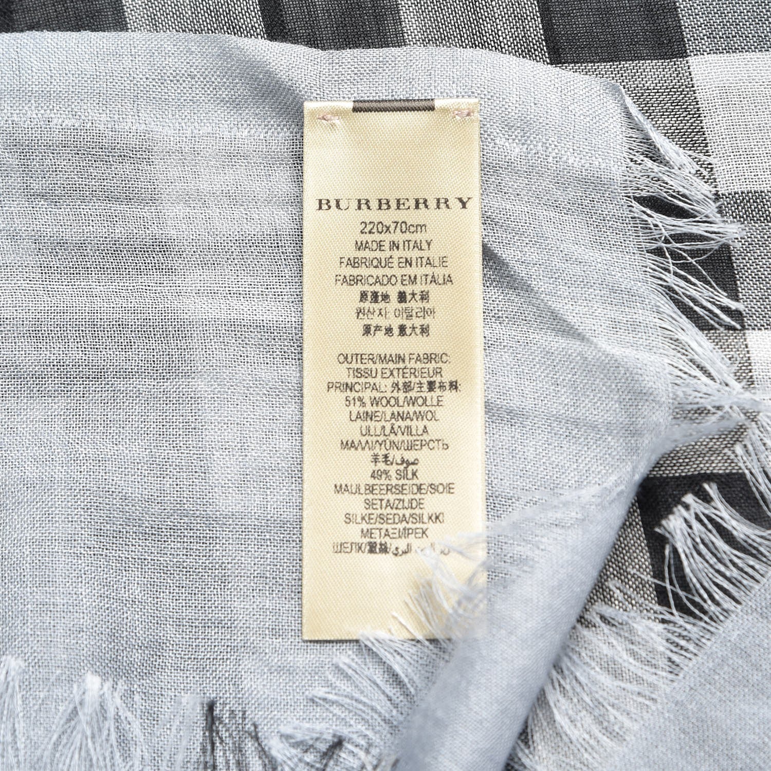 Burberry Wool Silk Giant Check Scarf Dusty Blue 5 of 6