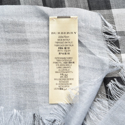 Burberry Wool Silk Giant Check Scarf Dusty Blue 5 of 6