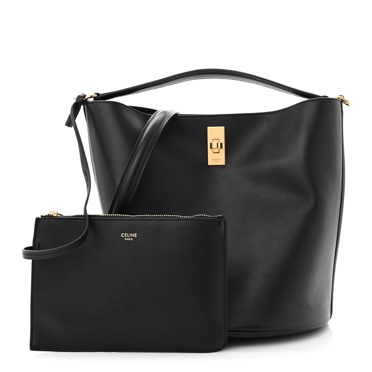 Celine Smooth Calfskin Bucket 16 Bag Black 3 of 11