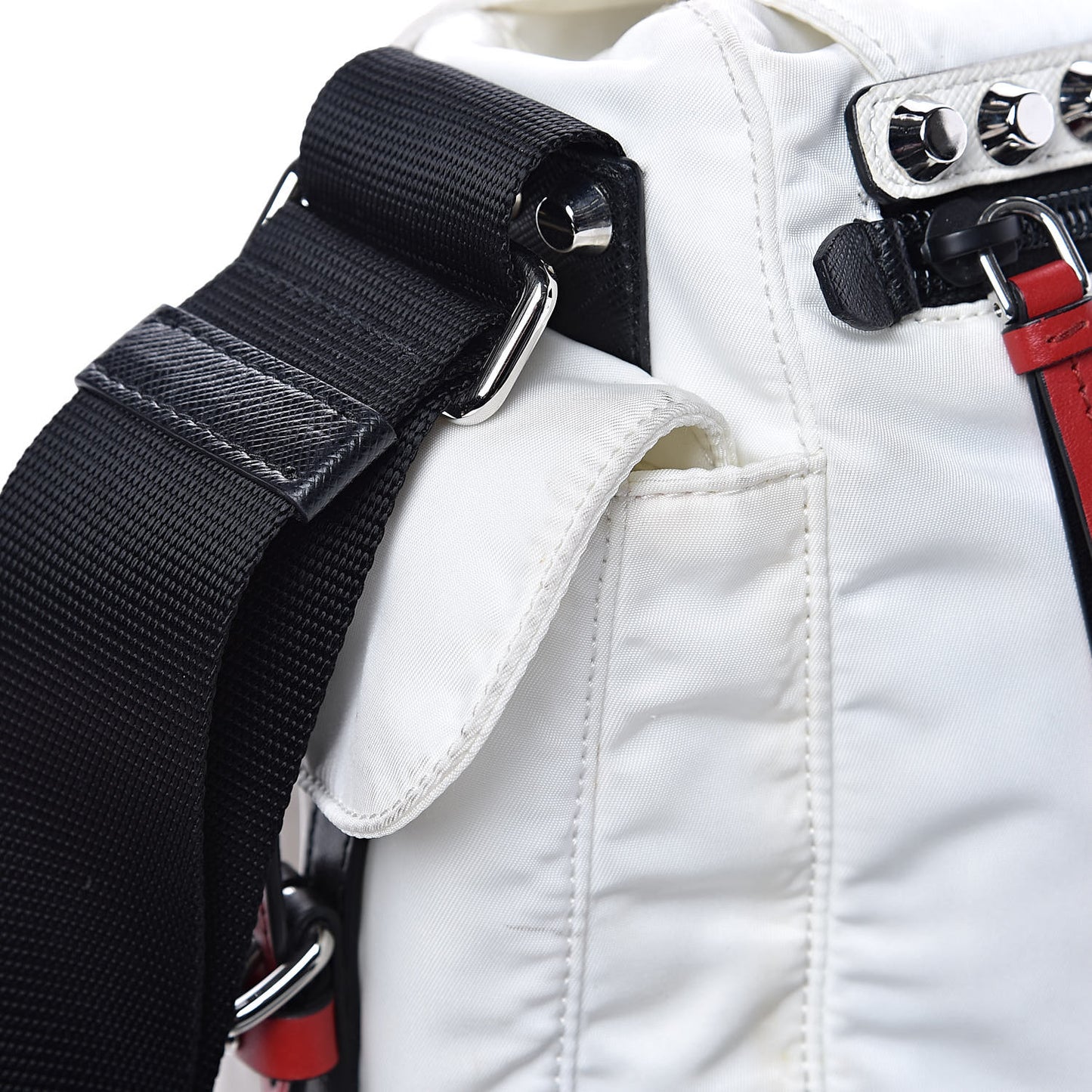 Nylon New Vela Studded Messenger White Fuoco