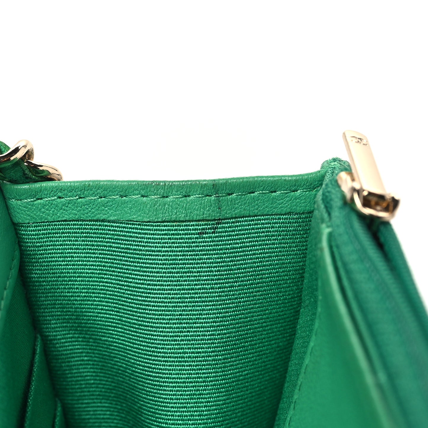 Lambskin Quilted Wallet On Chain WOC Green