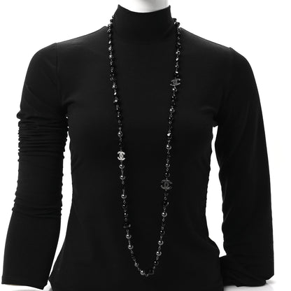 Chanel Ruthenium Pearl Beaded CC Long Necklace Black 2 of 5
