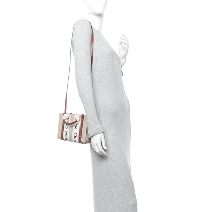 Chloe Linen Calfskin Mini Woody Ribbon Tote White Brown 2 of 13