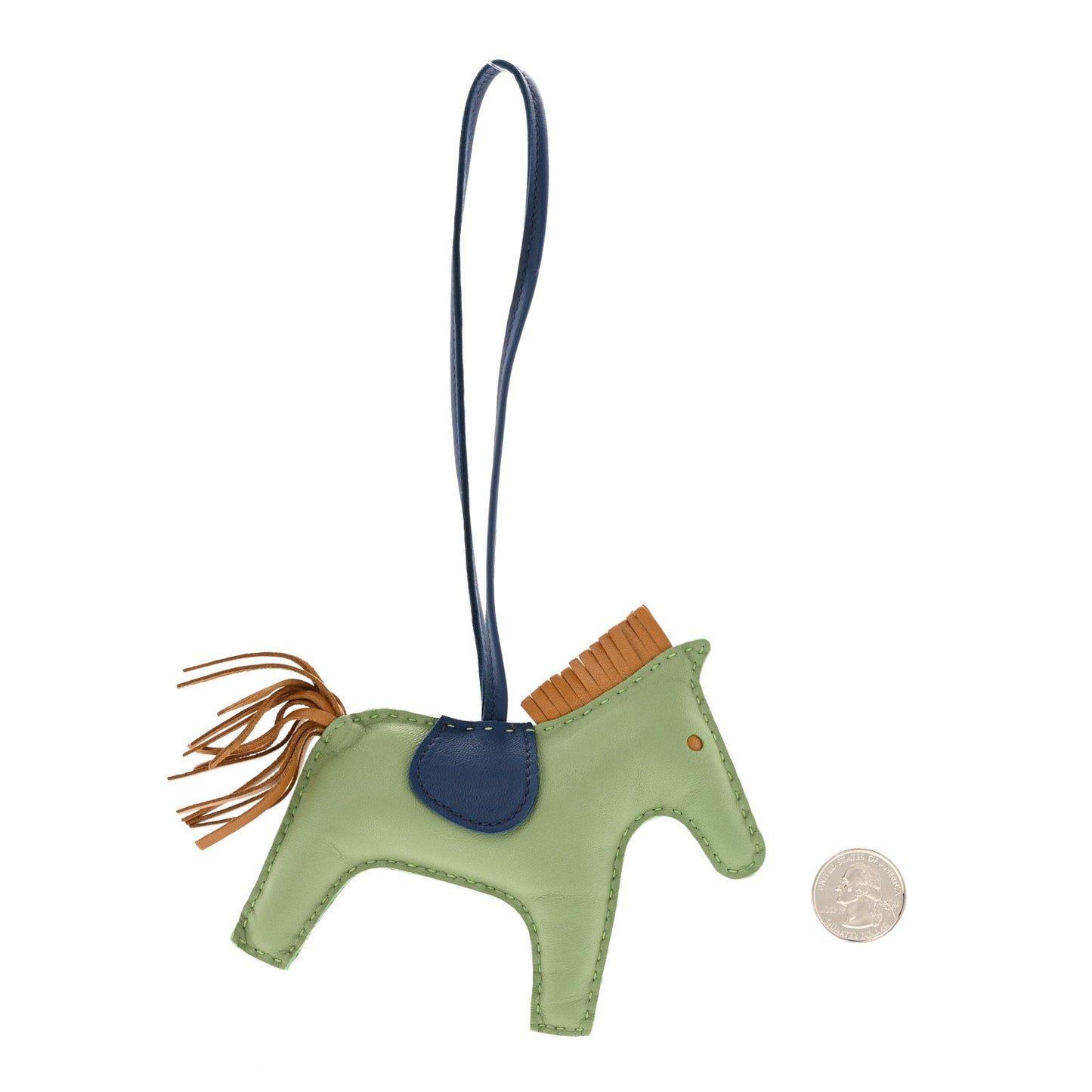 Milo Lambskin Grigri Rodeo Horse Bag Charm MM Vert Criquet Sesame Bleu De Malte