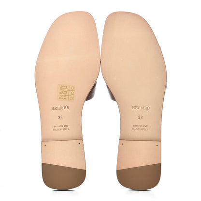 Hermes Box Calfskin Oran Sandals 38 Gold 5 of 8