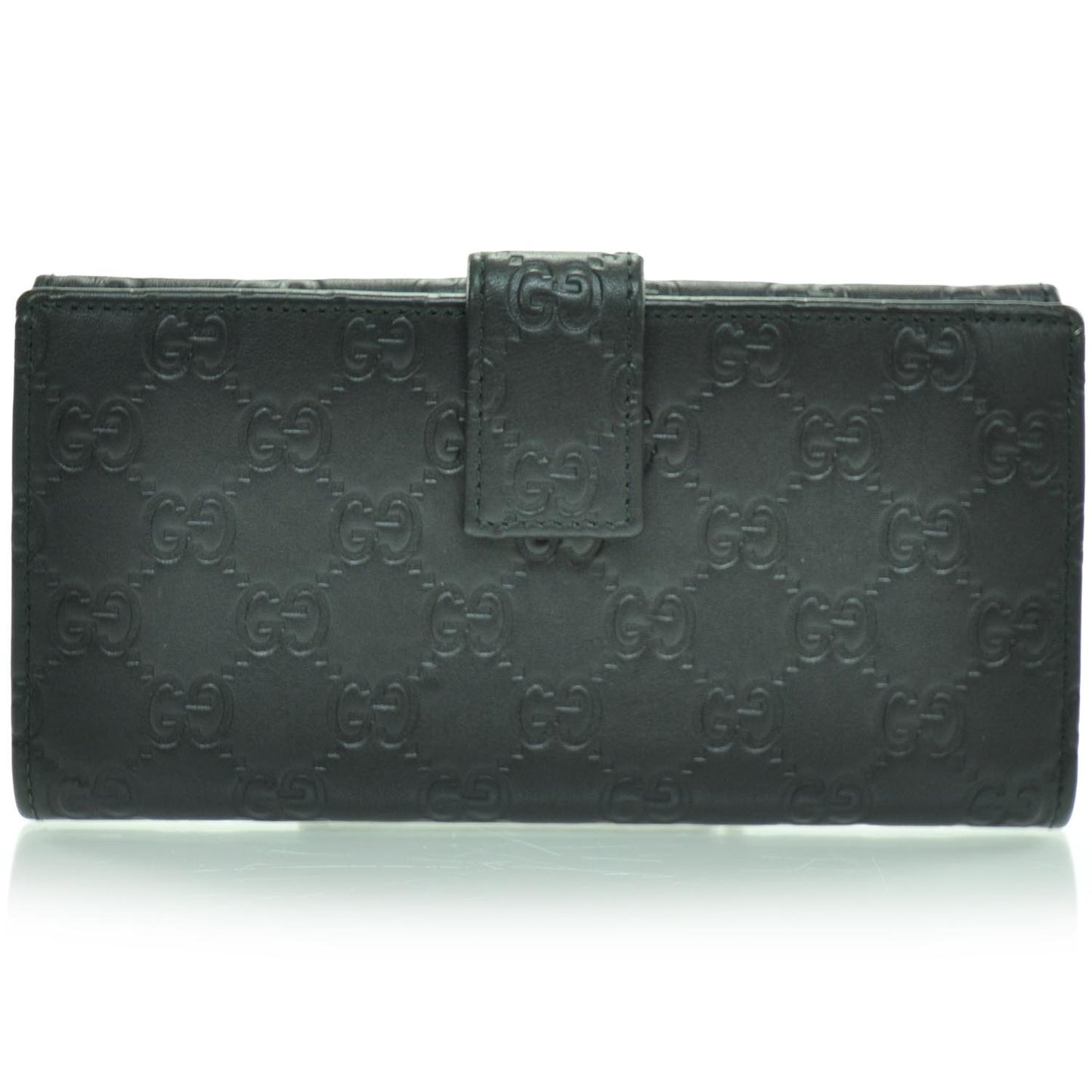 Guccissima Leather Metal Plate Continental Wallet Black