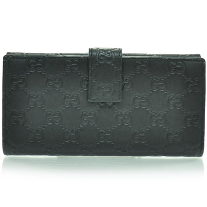 Gucci Guccissima Leather Metal Plate Continental Wallet Black 2 of 5