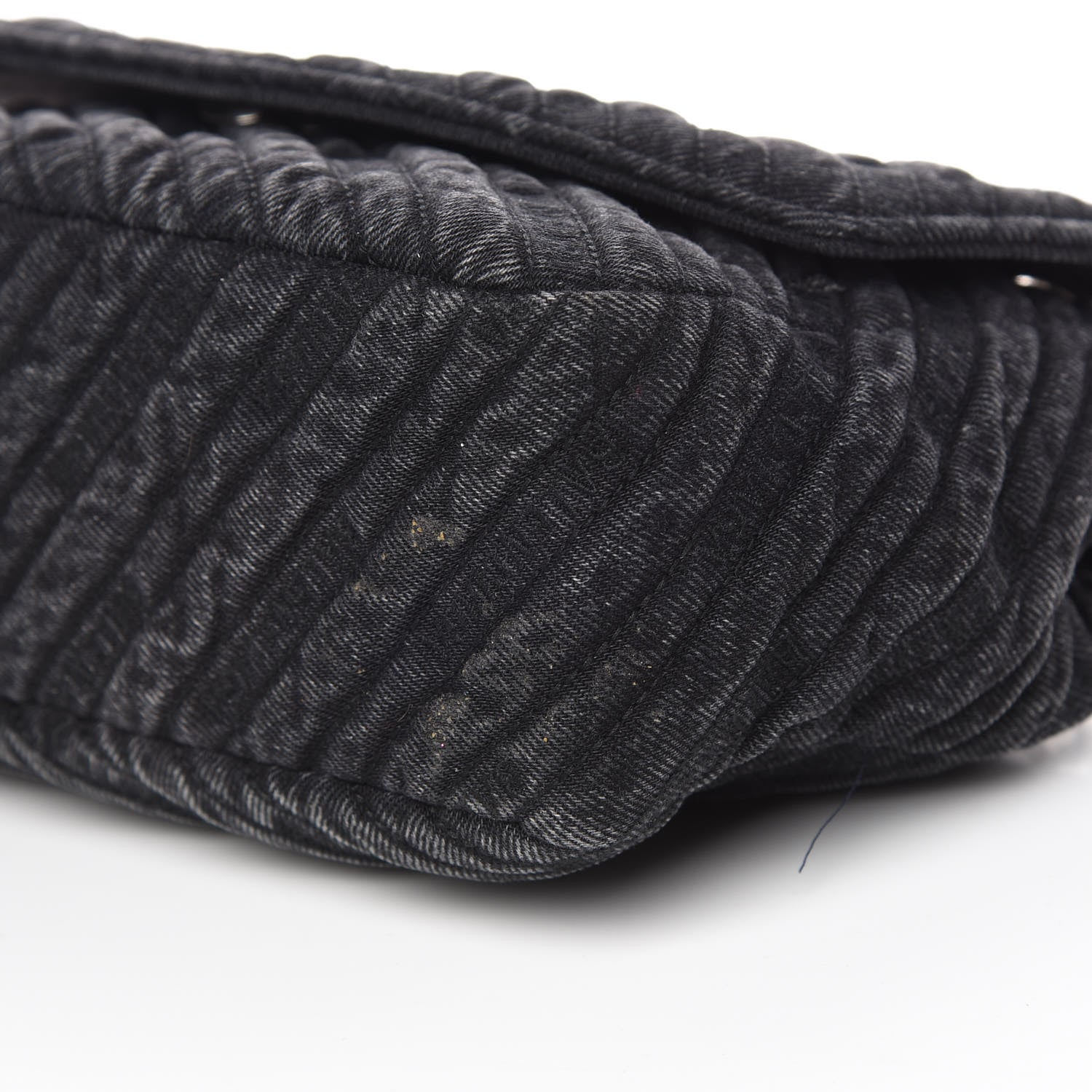 Balenciaga Destroyed Denim Jacquard Logo Matelasse M BB Round Shoulder Bag Black 6 of 12