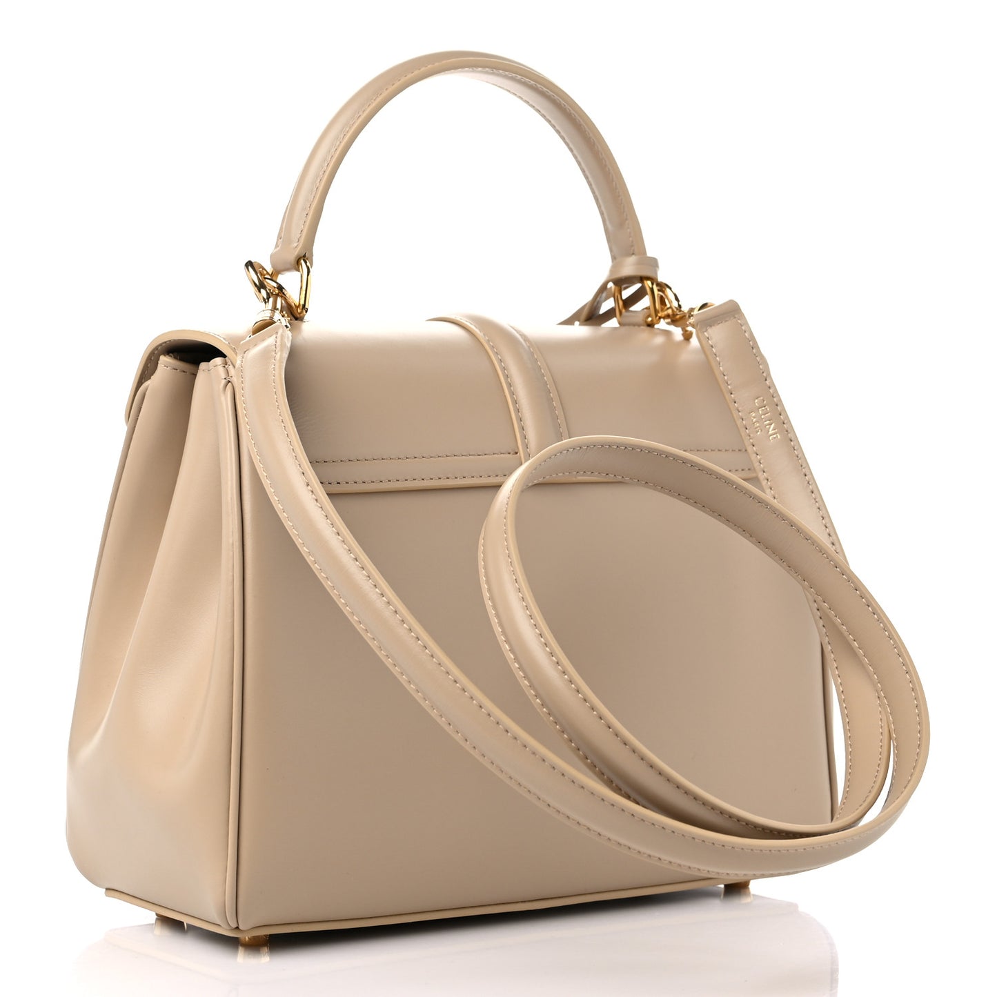 Satinated Calfskin Small 16 Top Handle Bag Beige