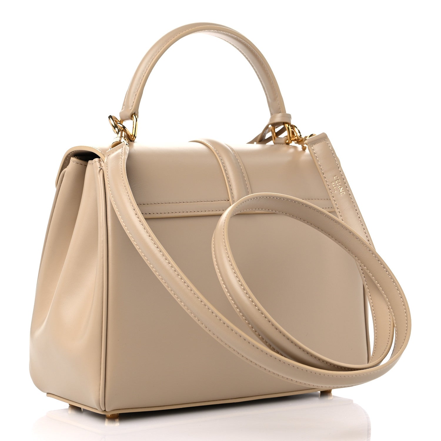 Celine Satinated Calfskin Small 16 Top Handle Bag Beige 4 of 12