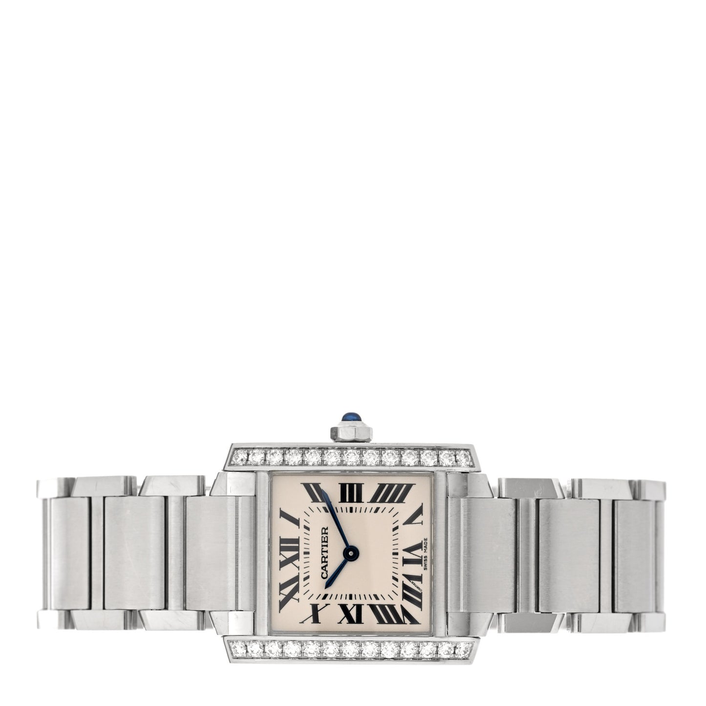 Stainless Steel Diamond Bezel 25mm Tank Francaise Quartz Watch