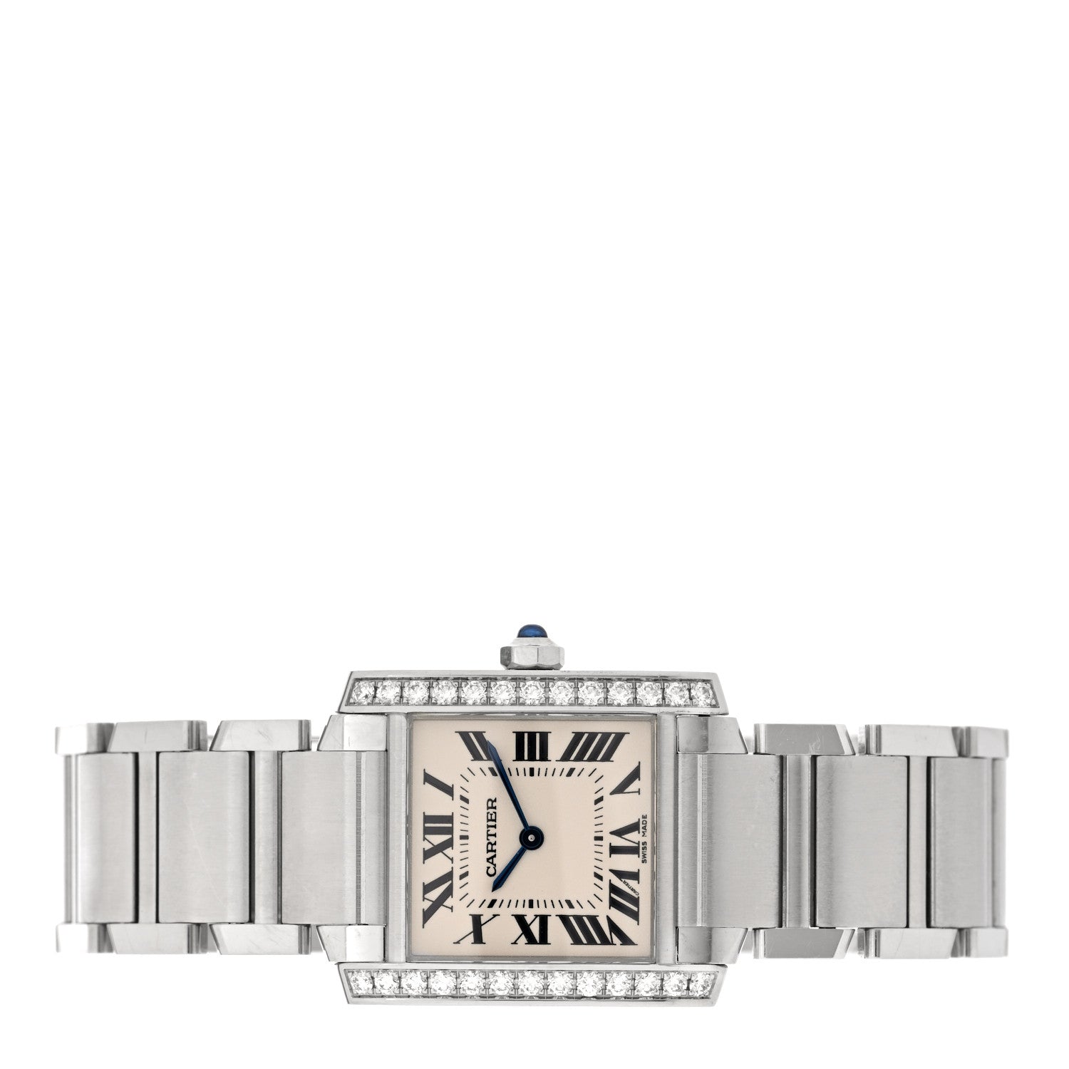 Cartier Stainless Steel Diamond Bezel 25mm Tank Francaise Quartz Watch 2 of 4