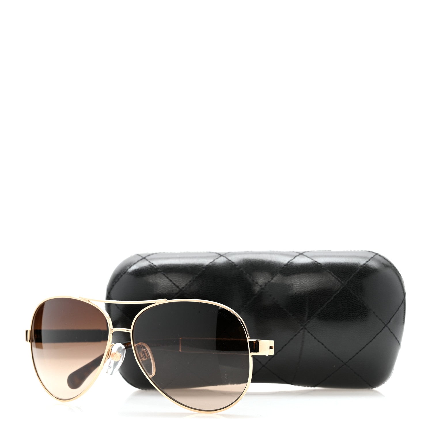 シャネルサングラス4195 Chanel Lambskin Quilted CC Aviator Sunglasses 4195-Q Black 1857126