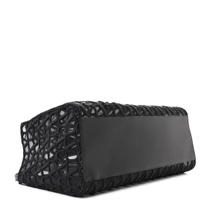 Valentino Garavani Toile Mesh Iconographe Goatskin Le Troisieme Shopping Bag Black 5 of 11