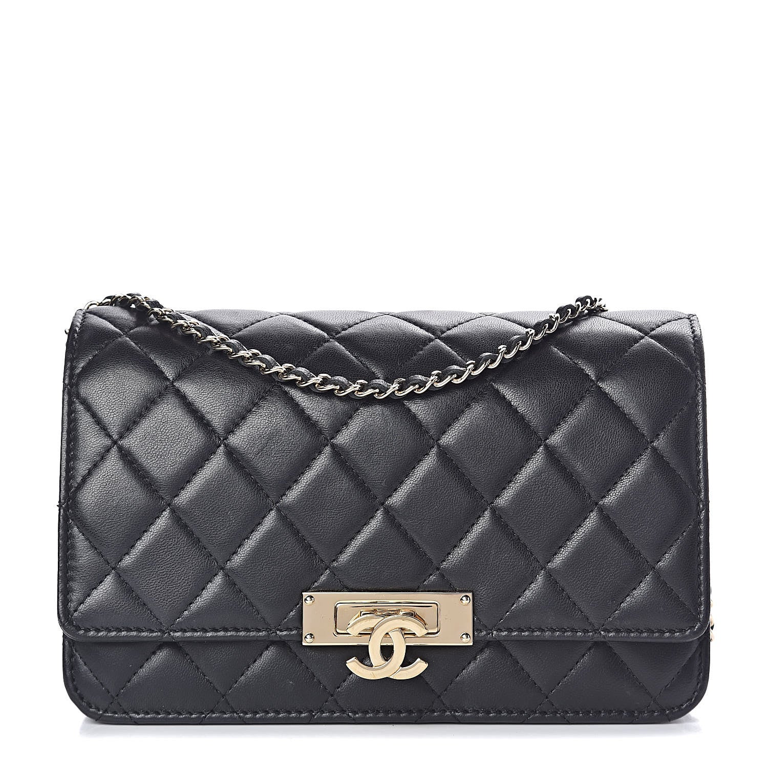 Chanel Lambskin Quilted Golden Class Wallet on Chain WOC Black 1 of 22