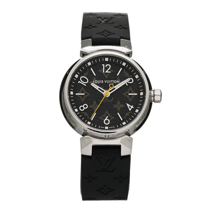 Louis Vuitton Stainless Steel Rubber 28mm Tambour Quartz Watch Brown 1 of 5