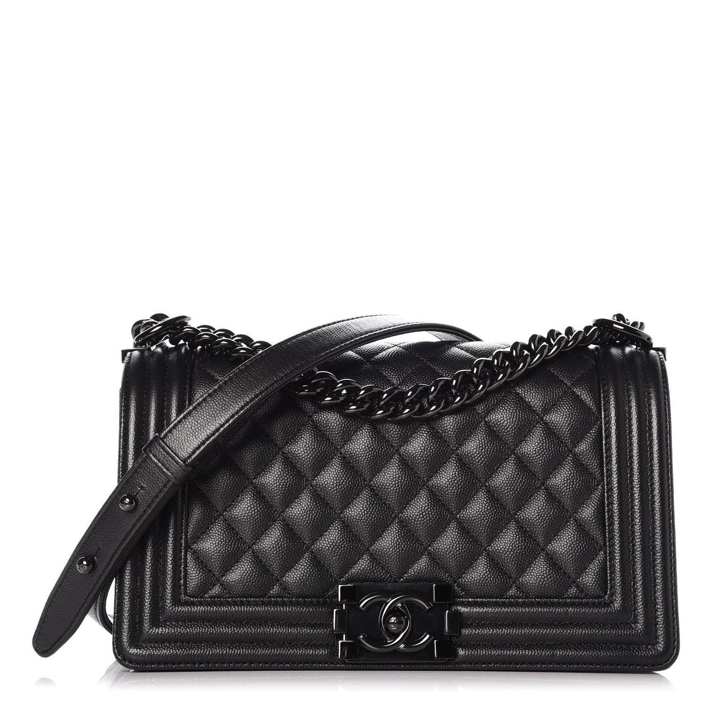 Caviar Quilted Medium Boy Flap So Black