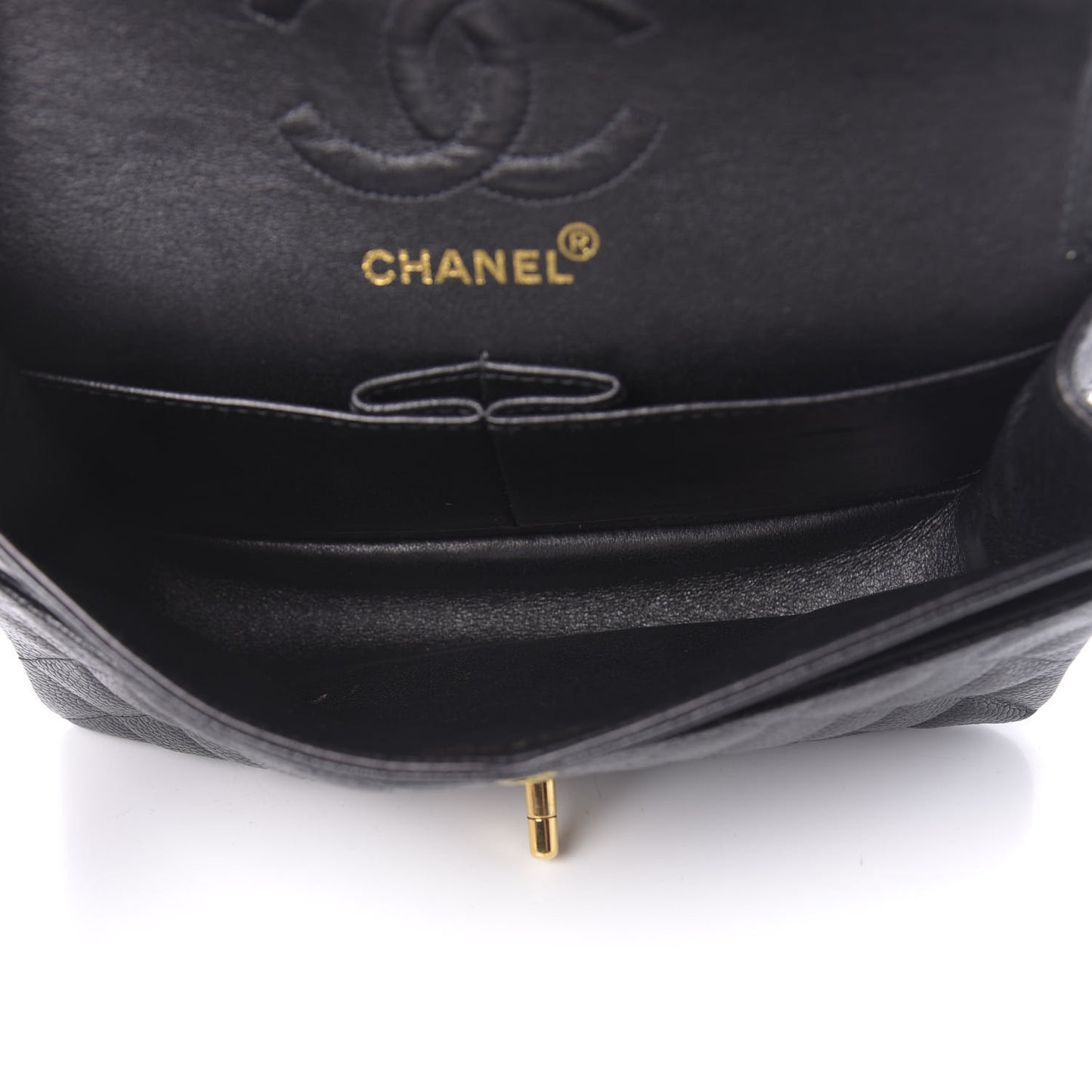 Caviar Quilted Small Double Flap Black