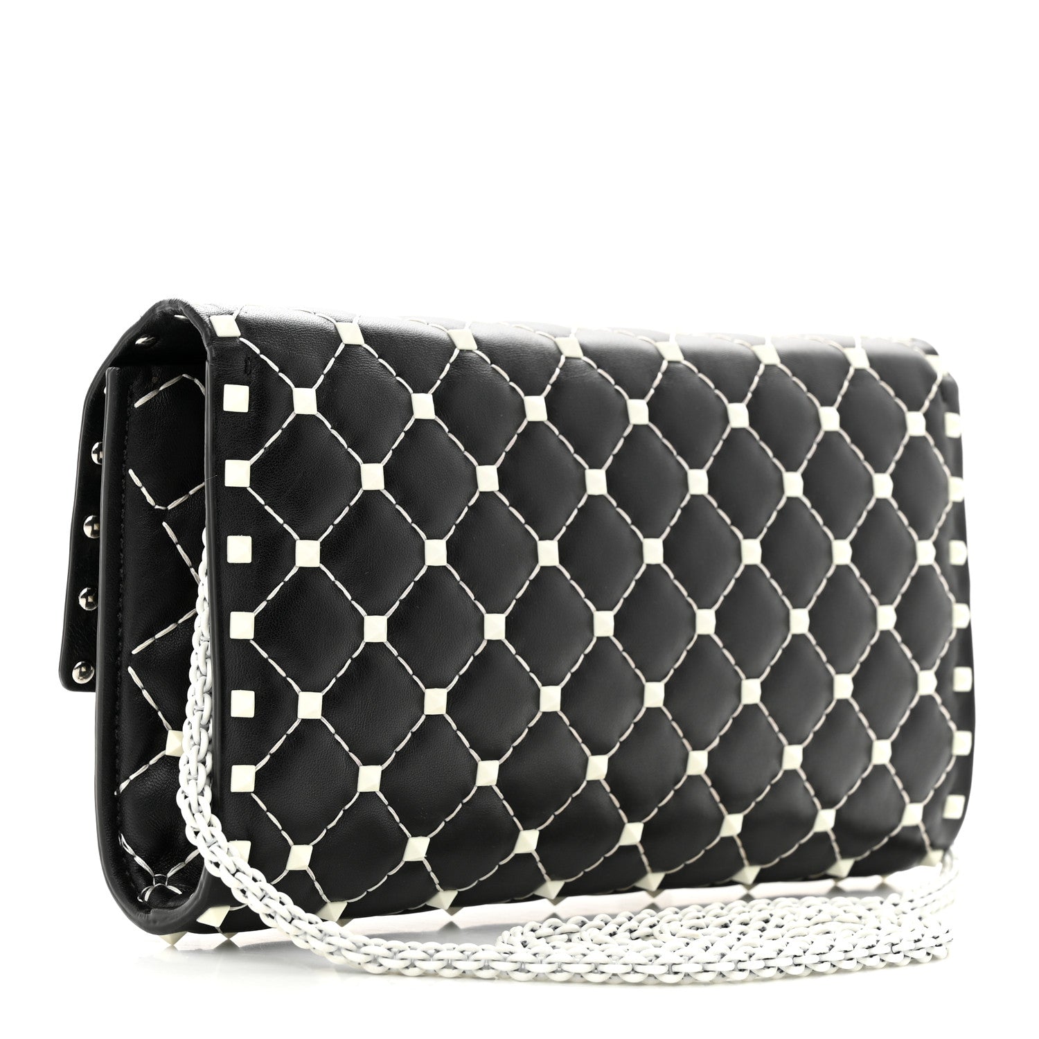Valentino Garavani Lambskin Free Rockstud Spike Wallet On Chain Black 3 of 12