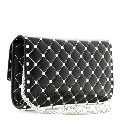Valentino Garavani Lambskin Free Rockstud Spike Wallet On Chain Black 3 of 12