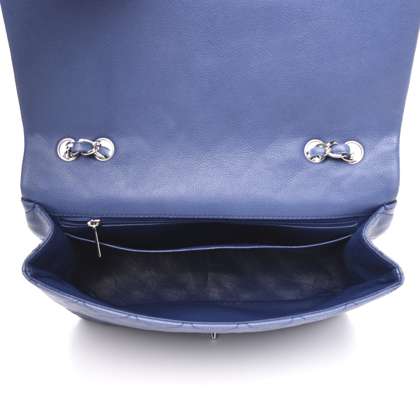 Washed Caviar Jumbo Single Flap Blue