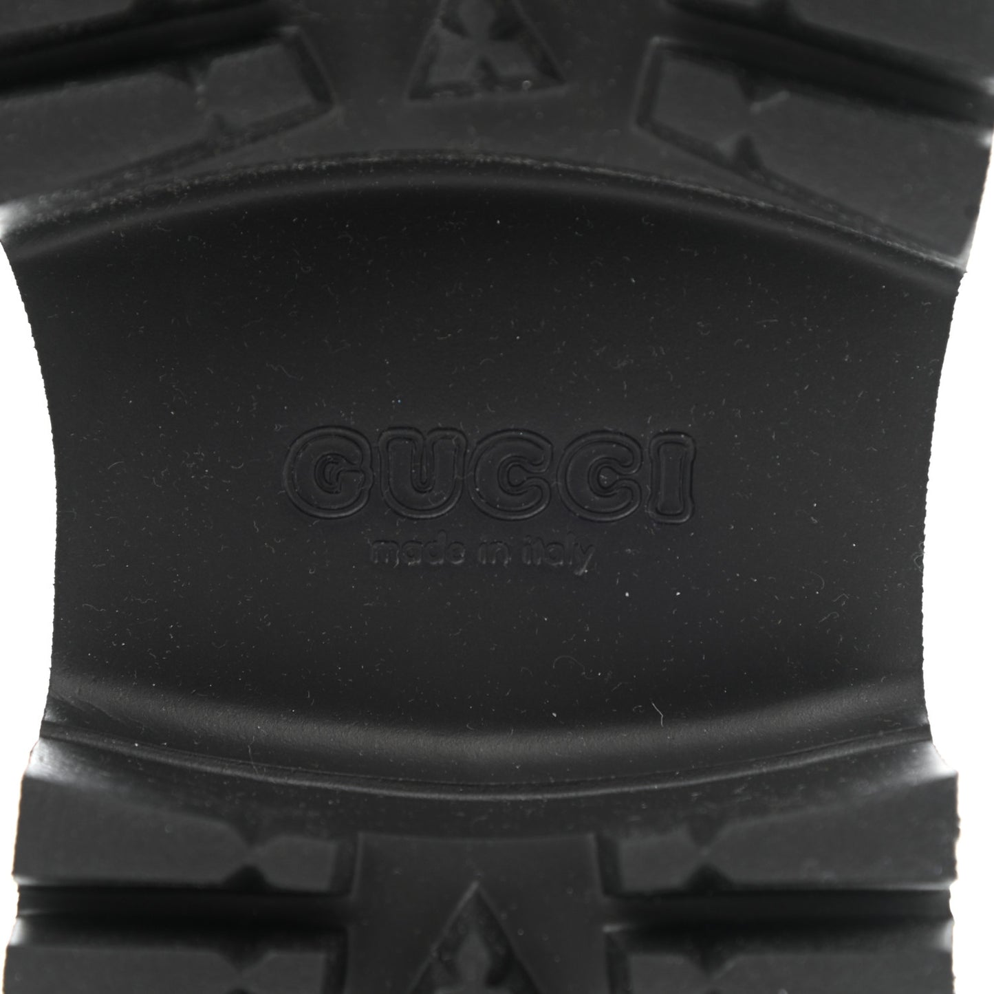 Rubber GG Monogram Perforated Elea Platform 55mm Lug Sole Sandals 38 Black
