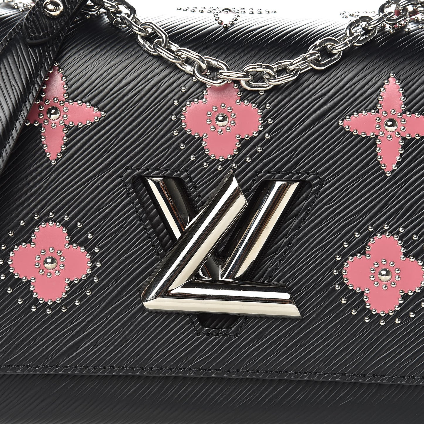 Epi Flowers Twist Shoulder Bag MM Black Bois De Rose