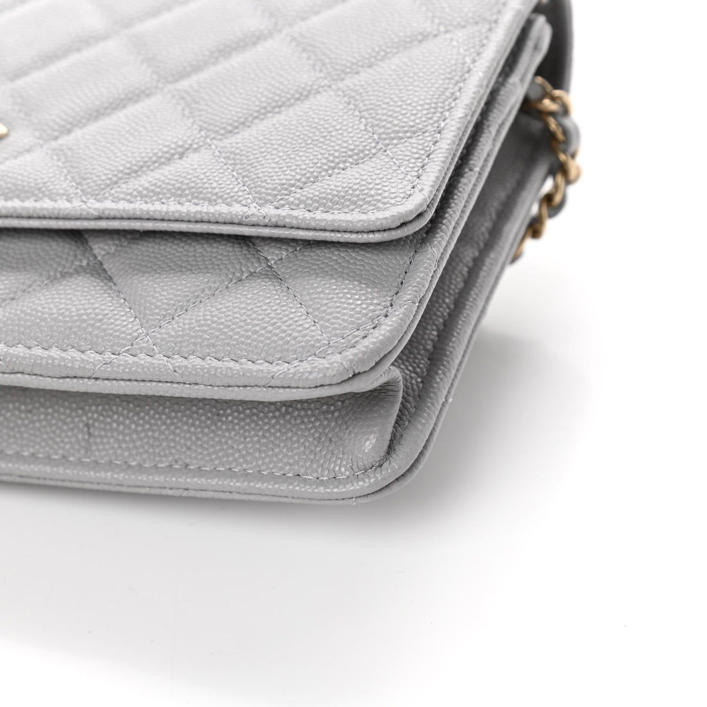 Caviar Quilted Wallet On Chain WOC Grey