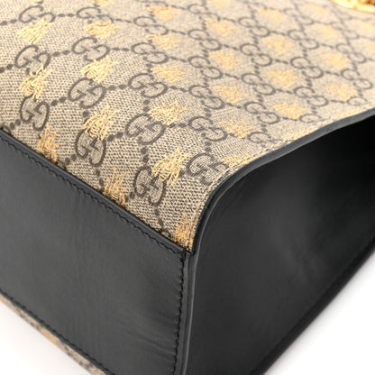 Gucci GG Supreme Monogram Bees Medium Padlock Tote Beige Oro Black 9 of 12