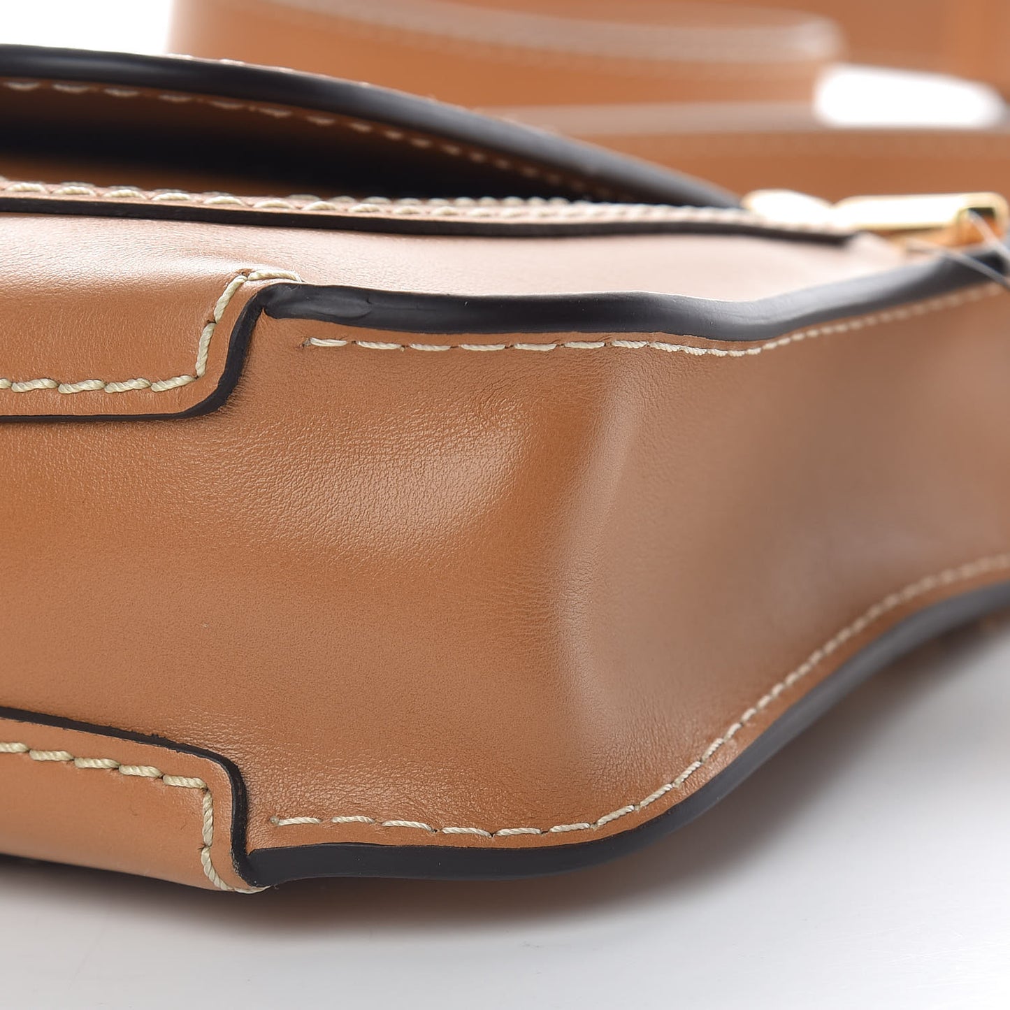 Shiny Calfskin Small Marcie Saddle Shoulder Bag Autumnal Brown