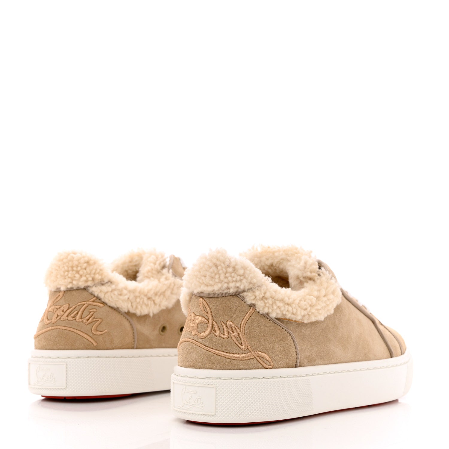 Christian Louboutin Suede Shearling Fun Vierissima Flat Sneakers 39 Atlas 4 of 8