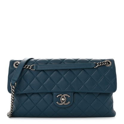 Chanel Goatskin Quilted Medium Flap Blue 1 of 10