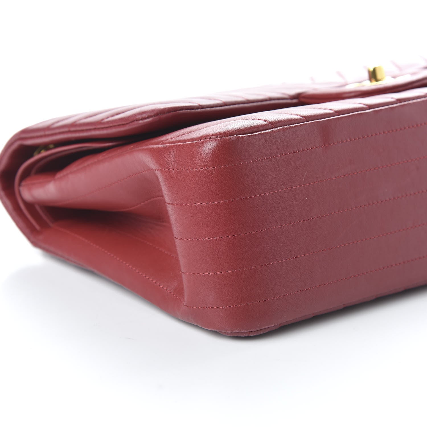 Chanel Lambskin Chevron Quilted Jumbo Double Flap Dark Red 6 of 12