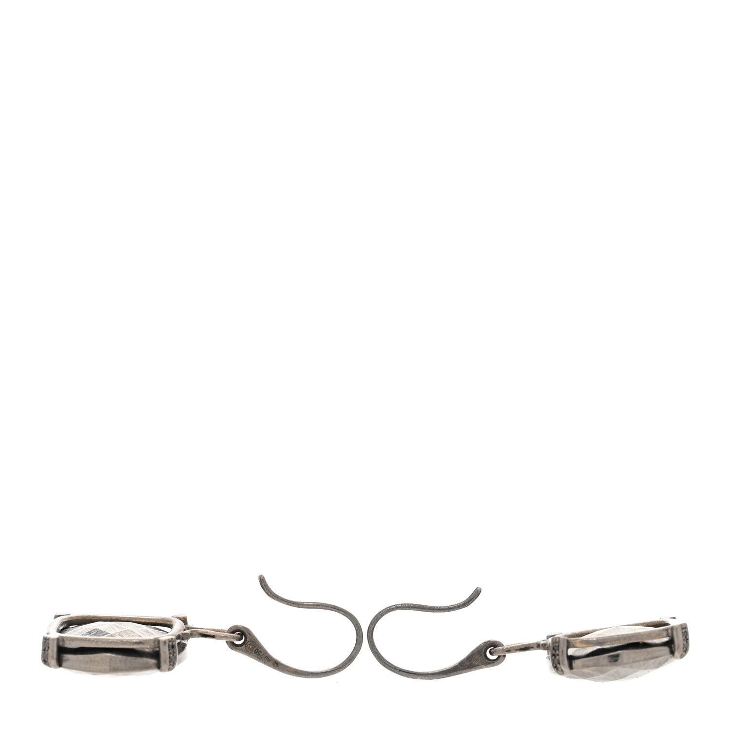 Bottega Veneta 18K White Gold Black Diamond Intrecciato Pepita Earrings Gold 3 of 6