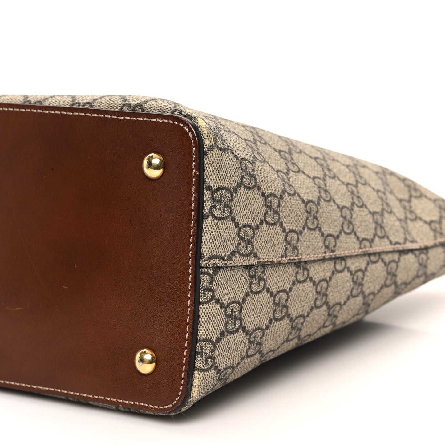 GG Supreme Monogram Linea A Foldover Tote Brown